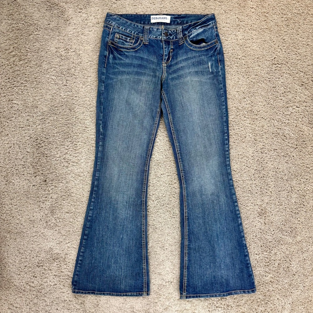 Deb Jeans Womens Sz 9 Regular Bootcut Flare Leg Denim Pants Stitched Pockets Y2K